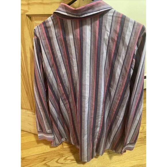 White Stag Women's Shirt Size 18W/20W 2X Multicolor Striped Long Sleeve Button - Picture 3 of 4